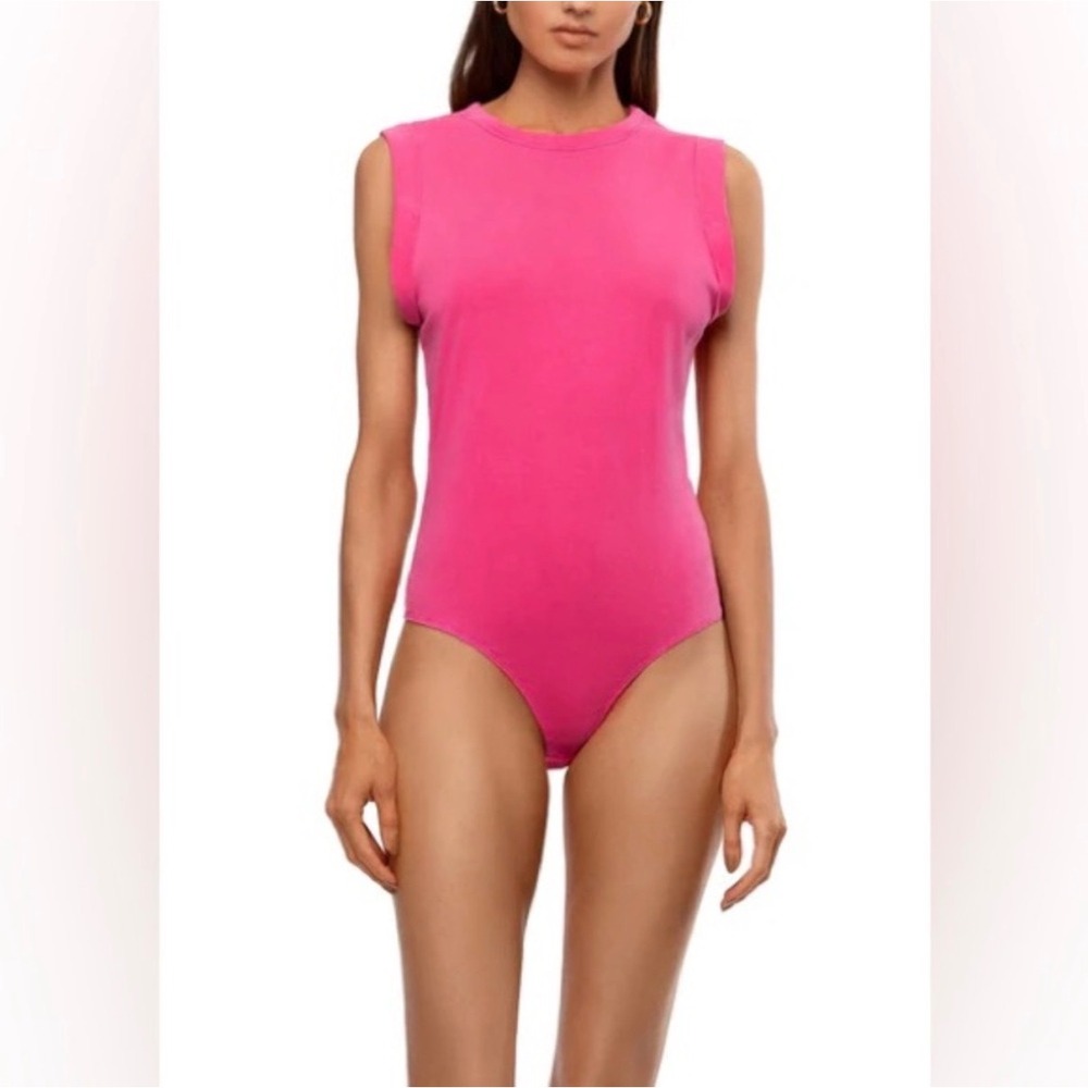 BETRO SIMONE Danny Zuko Muscle Tank Bodysuit Hot Pink Size S